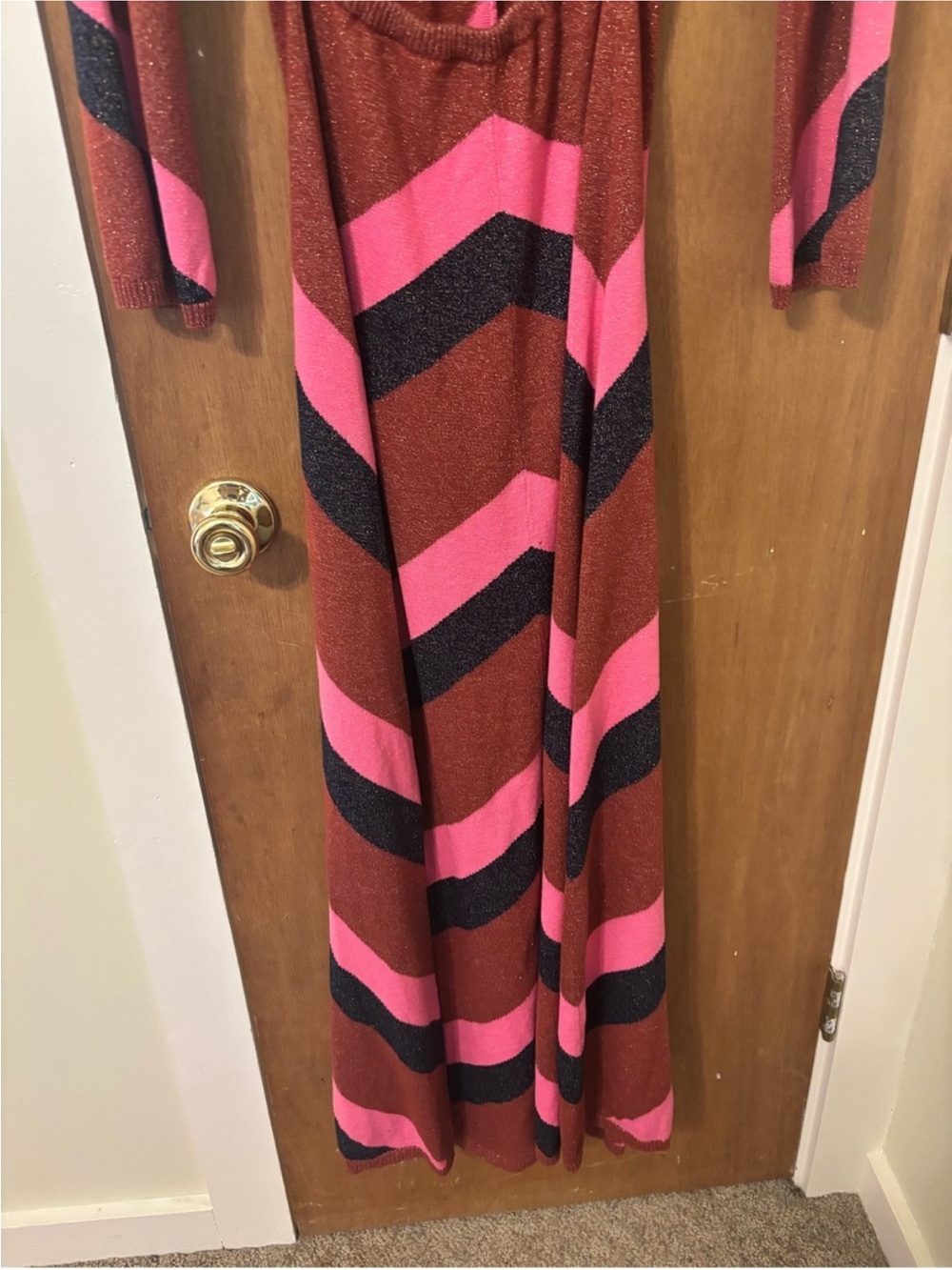Spell Mylee Knit Maxi Gown in Brown, Pink & Black Chevron - Picture 8 of 9